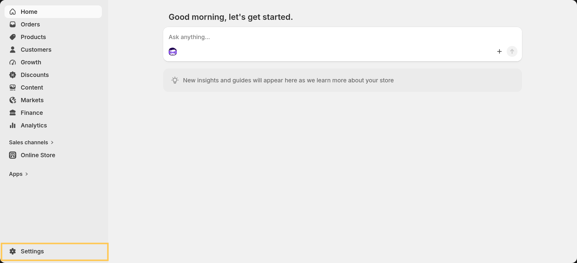 Settings button
