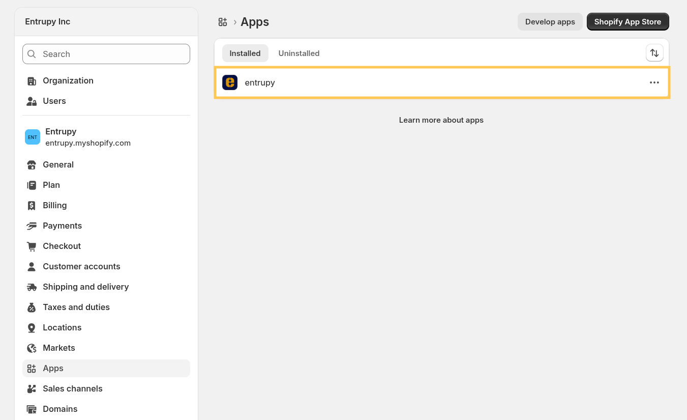 Entrupy in the Shopify Apps list